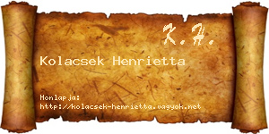 Kolacsek Henrietta névjegykártya